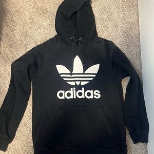 Adidas Men's Black and White Logo Hoodie